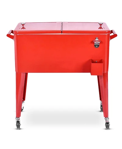 Red Portable Outdoor Patio Cooler Cart
