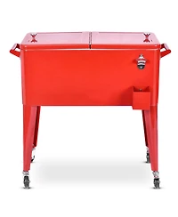 Red Portable Outdoor Patio Cooler Cart