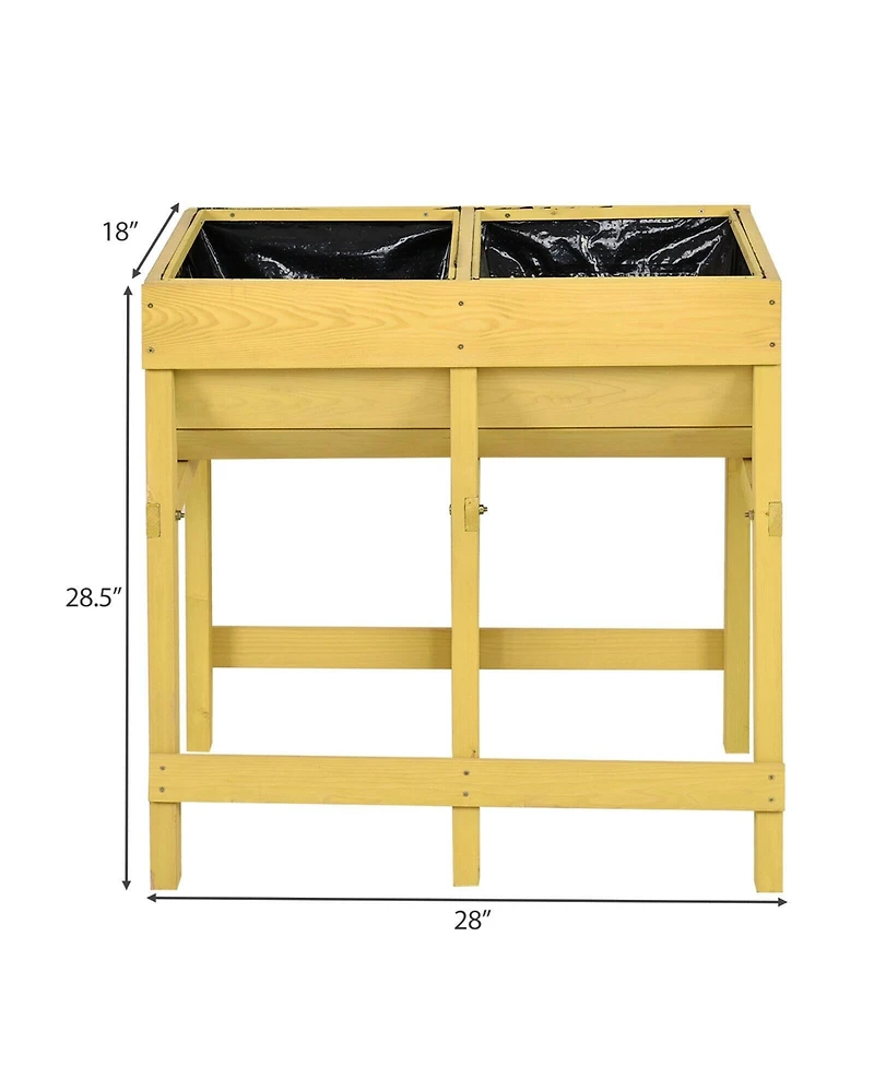 Sugift Raised Wooden Planter Vegetable Flower Bed with Liner