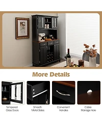Sugift Kitchen Storage Cabinet Cupboard with Wine Rack and Drawers