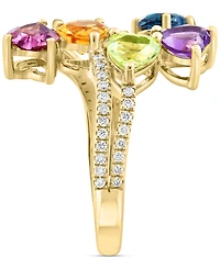 Effy Multi Gemstone (2-1/3 ct. t.w.) & Diamond (1/4 ct. t.w.) Heart Statement Ring in 14k Gold