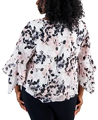 Alex Evenings Plus Size Scoop-Neck Tiered Ruffled Blouse