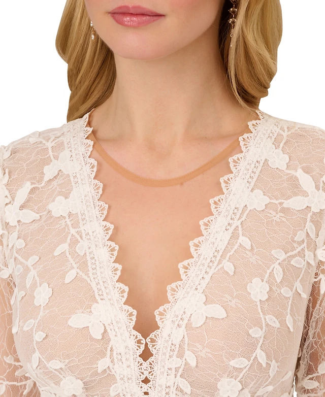 Adrianna Papell Women's V-Neck Lace Embroidery Dress | Connecticut Post Mall
