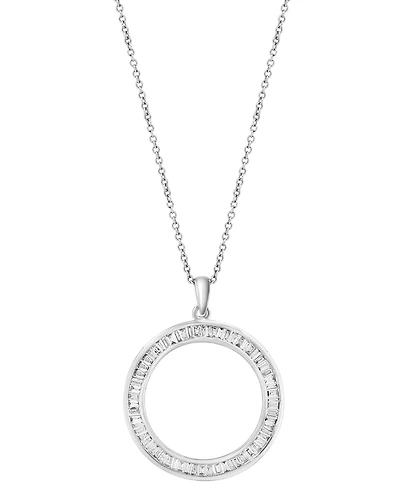 Effy Diamond Baguette Open Circle 18" Pendant Necklace (1-1/20 ct. t.w.) in 14k White Gold
