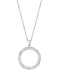 Effy Diamond Baguette Open Circle 18" Pendant Necklace (1-1/20 ct. t.w.) in 14k White Gold