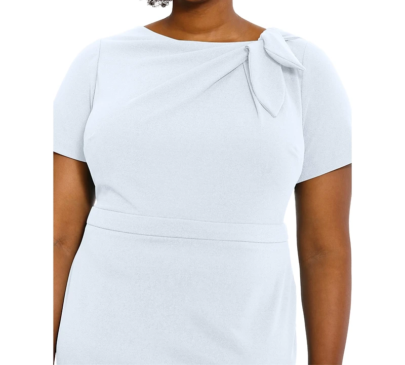 London Times Plus Bow-Neck Sheath Dress