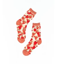 Sock Candy Women's Strawberry Daisy Ruffle Sheer Sock