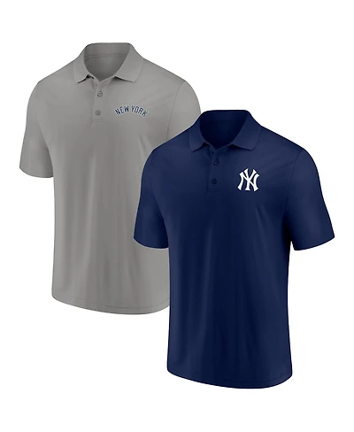 Men's Fanatics Navy, Gray New York Yankees Dueling Logos Polo Shirt Combo Set