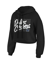 Women's Wear by Erin Andrews Black Dallas Cowboys Domestic Cropped Pullover Hoodie