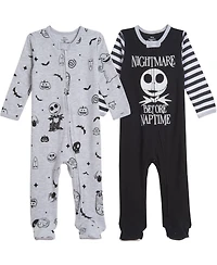 Nightmare Before Christmas Baby Boys Disney Jack Skellington 2 Pack Footed Coveralls