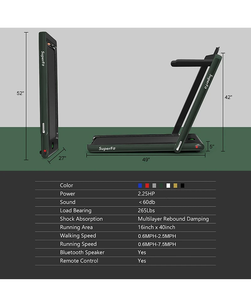 2.25HP 2 1 Treadmill