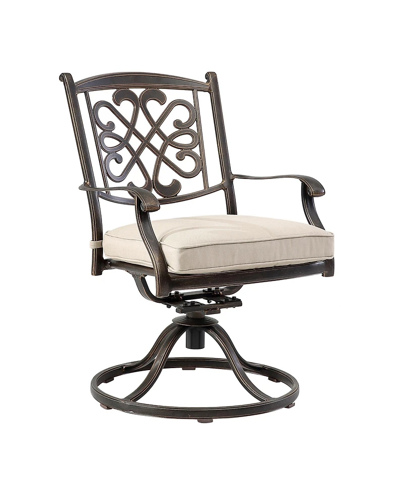 Mondawe 3-Piece Aluminum Bistro Set with Cushion for Outdoor Patio Furniture, Beige