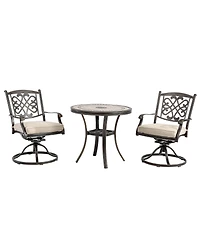 Mondawe 3-Piece Aluminum Bistro Set with Cushion for Outdoor Patio Furniture, Beige