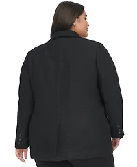 Karl Lagerfeld Paris Plus Fringe Trim Tweed Blazer, First@Macy's