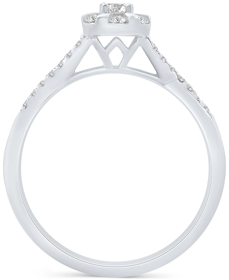 Promised Love Diamond Halo Swirl Promise Ring (1/4 ct. t.w.) in Sterling Silver