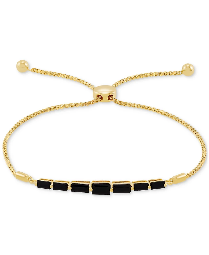 Onyx Baguette Bolo Bracelet in 14k Gold-Plated Sterling Silver