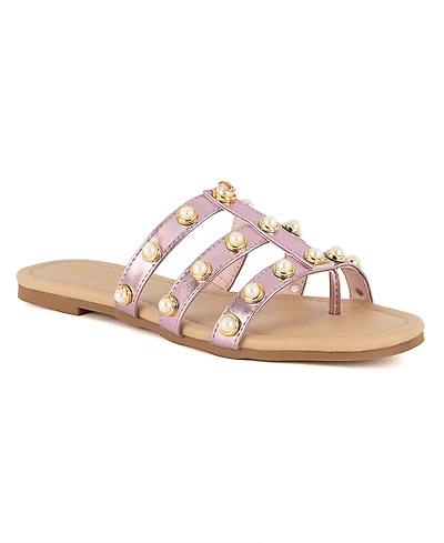 Juicy Couture Women's Zallymae Embellished Slide Flat Sandals
