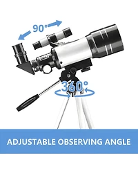 Portable 70mm Refractor Telescope for Adults & Kids - 15X-150X Magnification with Phone Adapter and Wireless Remote