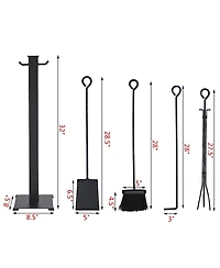 5 Pieces Fireplace Iron Fire Place Tool Set