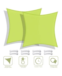 2 Pack 12x12 Ft 97% Uv Block Square Sun Shade Sail Hdpe Canopy Patio Garden Yard