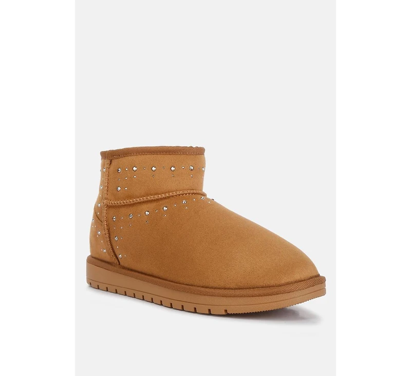 Womens winifred rhinestone embellished fur lined boots