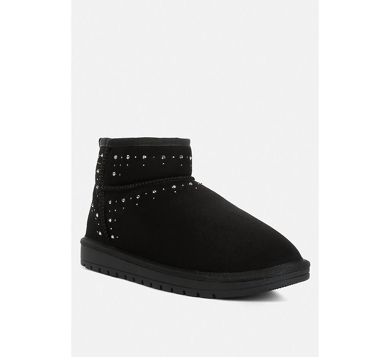Womens winifred rhinestone embellished fur lined boots