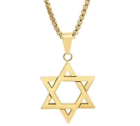 Steeltime Men's 18k Gold-Plated Stainless Steel Star of David 24" Pendant Necklace