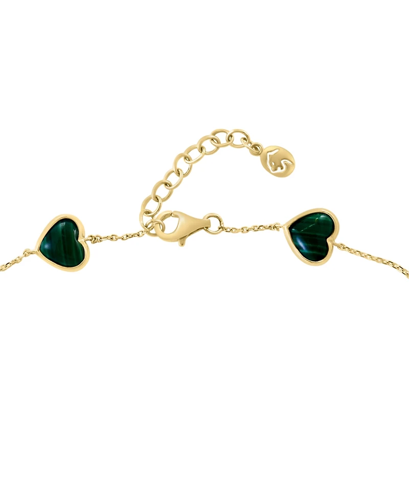 Effy Malachite Heart Station Chain Link Bracelet in 14k Gold