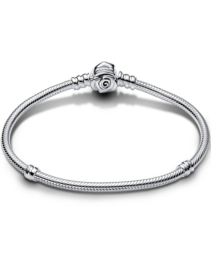 Pandora Rose Bloom Clasp Snake Chain Bracelet in Sterling Silver