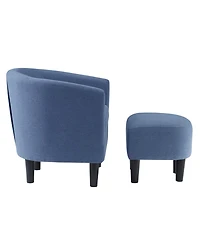 Convenience Concepts 26.25" Faux Linen Churchill Accent Chair with Ottoman