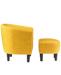 Convenience Concepts 26.25" Faux Leather Churchill Accent Chair with Ottoman