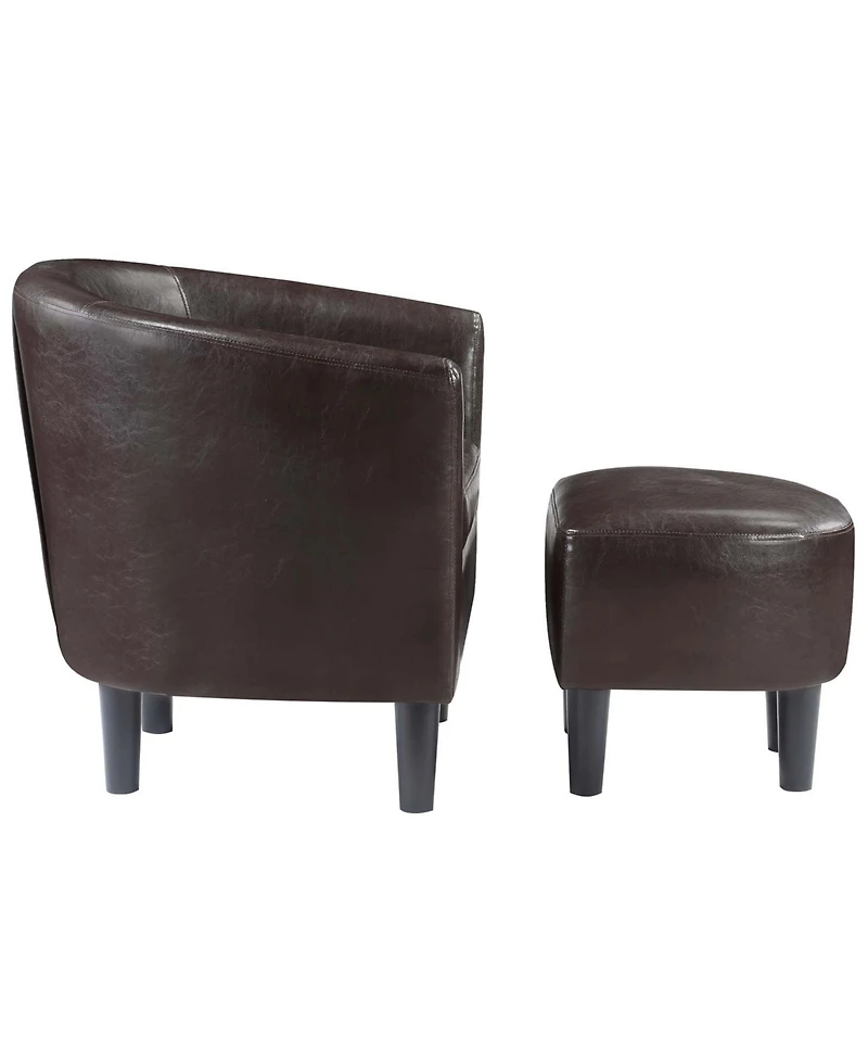 Convenience Concepts 26.25" Faux Leather Churchill Accent Chair with Ottoman
