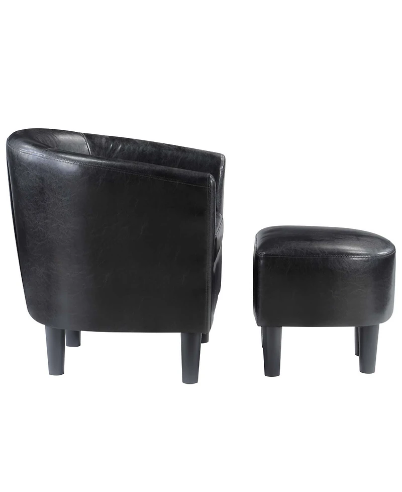 Convenience Concepts 26.25" Faux Leather Churchill Accent Chair with Ottoman