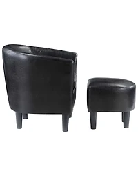 Convenience Concepts 26.25" Faux Leather Churchill Accent Chair with Ottoman