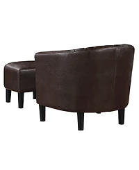 Convenience Concepts 27.75" Faux Leather Roosevelt Accent Chair with Ottoman