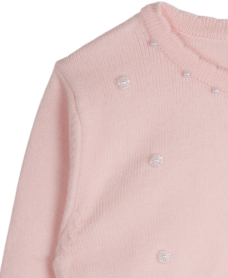 Rare Editions Toddler & Little Girls Imitation Pearl Embellished Cardigan, Created for Macy's