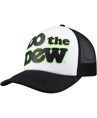 Men's White, Black Mountain Dew Do The Dew Foam Trucker Adjustable Hat