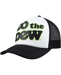 Men's White, Black Mountain Dew Do The Dew Foam Trucker Adjustable Hat