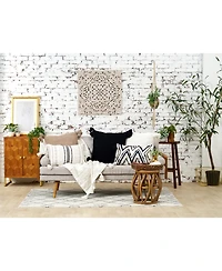 Newport White Textured Throw Pillow Solid Color With Tassels Luxury Decorative Accent Covers For Couch And Bed