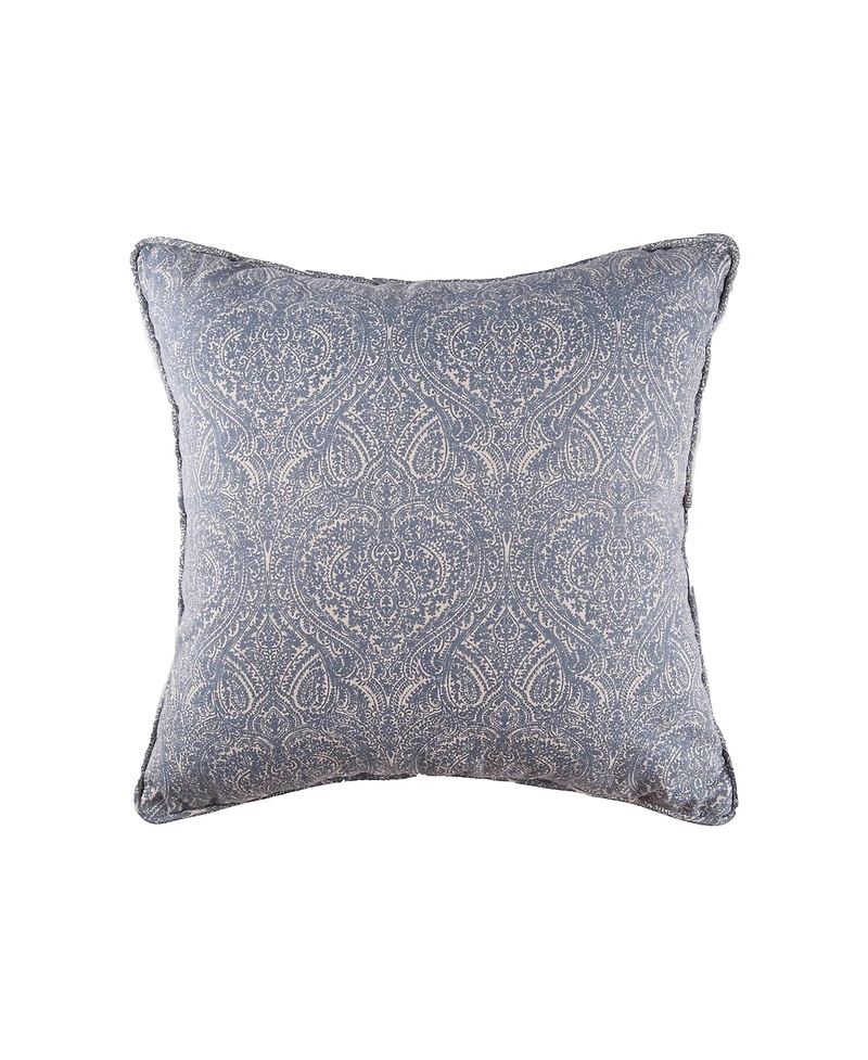 Desiree Damask Blue Cotton Decor Throw Pillow, 18" x 18"