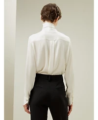 Lilysilk Women's Silk Turtleneck Ribbon Blouse