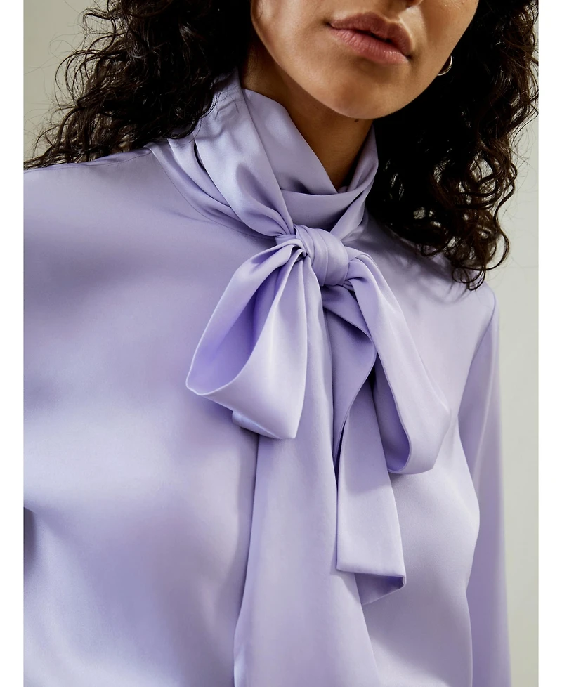 Lilysilk Women's Silk Turtleneck Ribbon Blouse