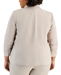 Tahari Asl Plus Notched Collar Ruched-Sleeve Blazer