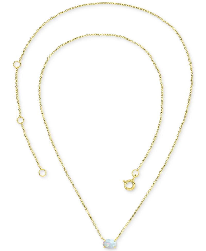 Lab-Grown Opal Oval Solitaire Pendant Necklace (3/4 ct. t.w.)