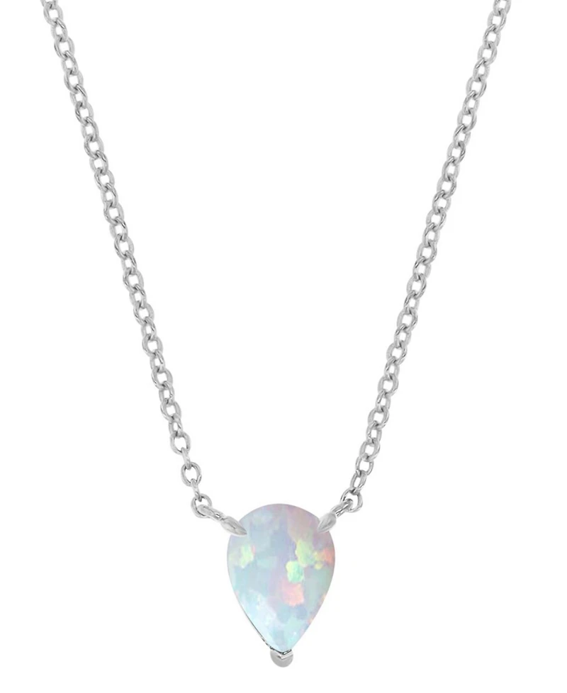 Lab-Grown Opal Pear Cut Solitaire 18" Pendant Necklace (5/8 ct. t.w.)
