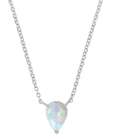 Lab-Grown Opal Pear Cut Solitaire 18" Pendant Necklace (5/8 ct. t.w.)
