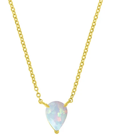 Lab-Grown Opal Pear Cut Solitaire 18" Pendant Necklace (5/8 ct. t.w.)