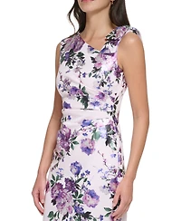 Jessica Howard Petite Floral-Print Bow-Trim Sheath Dress