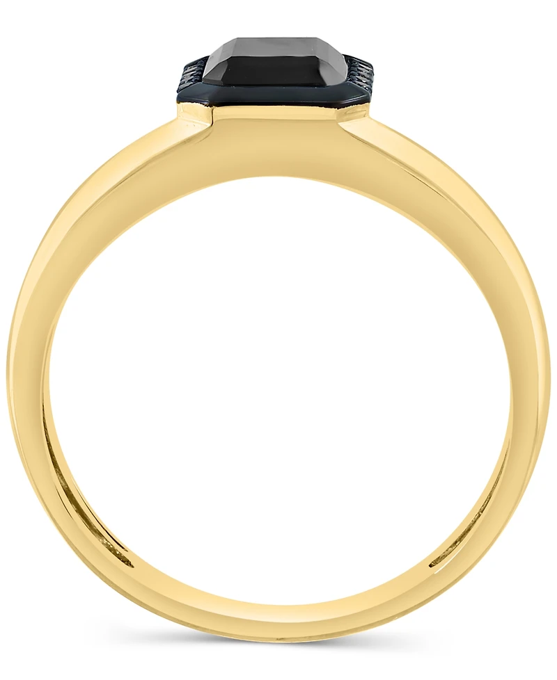 Effy Men's Onyx & Black Diamond (1/20 ct. t.w.) Halo Ring in 14k Gold