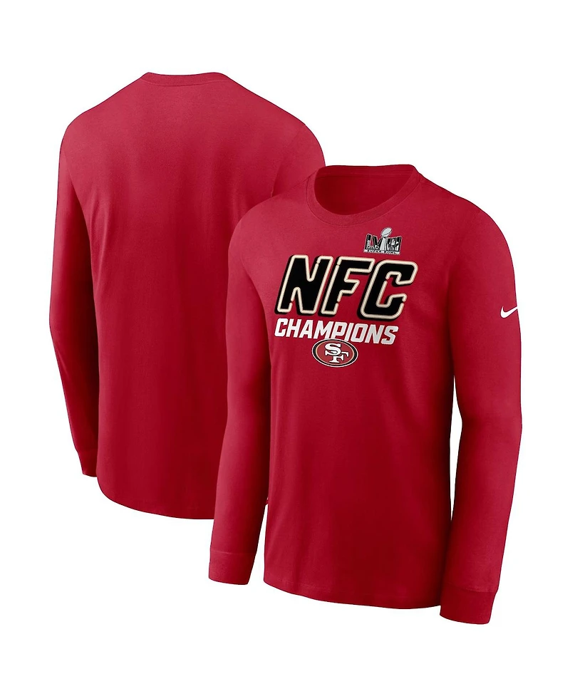 Men's Nike Scarlet San Francisco 49ers 2023 Nfc Champions Iconic Long Sleeve T-shirt
